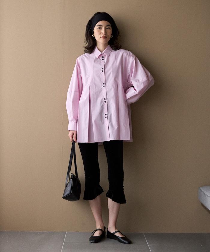 箱褶 蓬袖 長袖襯衫