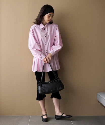 箱褶 蓬袖 長袖襯衫