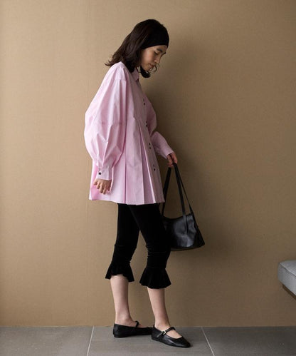 箱褶 蓬袖 長袖襯衫