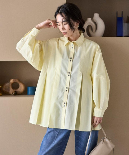 箱褶 蓬袖 長袖襯衫