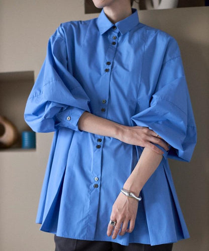 箱褶 蓬袖 長袖襯衫