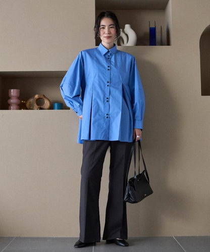 箱褶 蓬袖 長袖襯衫