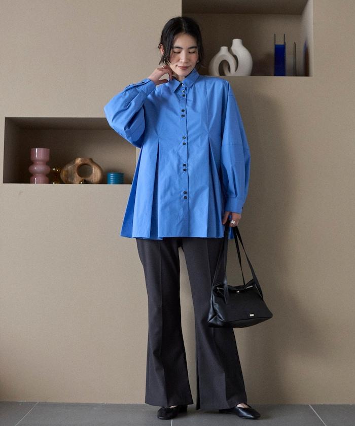 箱褶 蓬袖 長袖襯衫