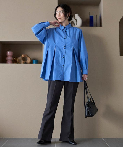 箱褶 蓬袖 長袖襯衫