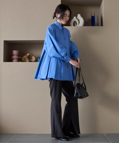 箱褶 蓬袖 長袖襯衫