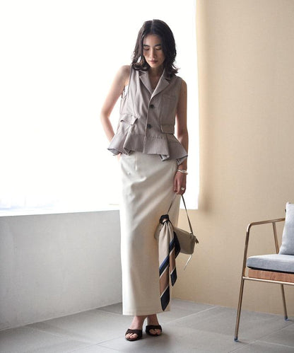 細條紋 拼接荷葉擺 短款馬甲（1月14日12:00）