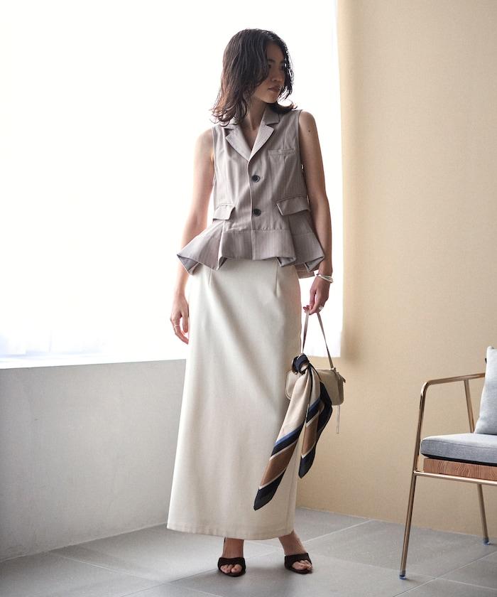 細條紋 拼接荷葉擺 短款馬甲（1月14日12:00）