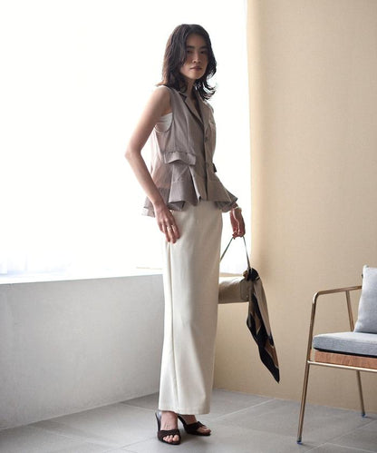 細條紋 拼接荷葉擺 短款馬甲（1月14日12:00）