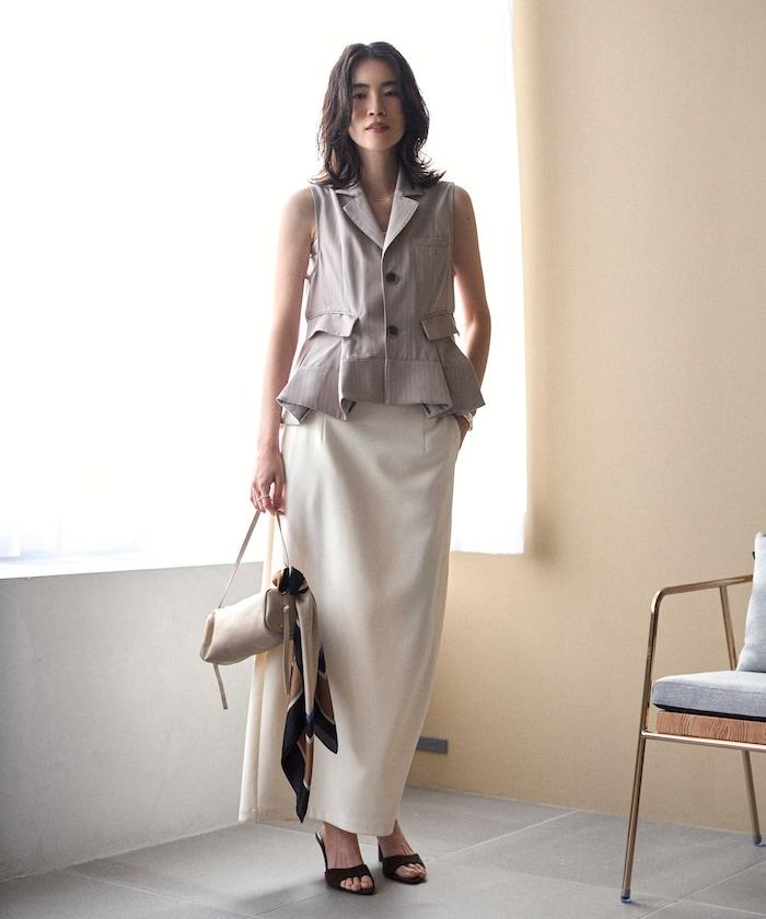 細條紋 拼接荷葉擺 短款馬甲（1月14日12:00）