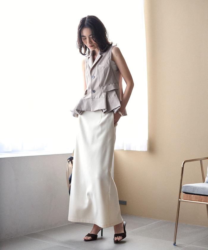 細條紋 拼接荷葉擺 短款馬甲（1月14日12:00）