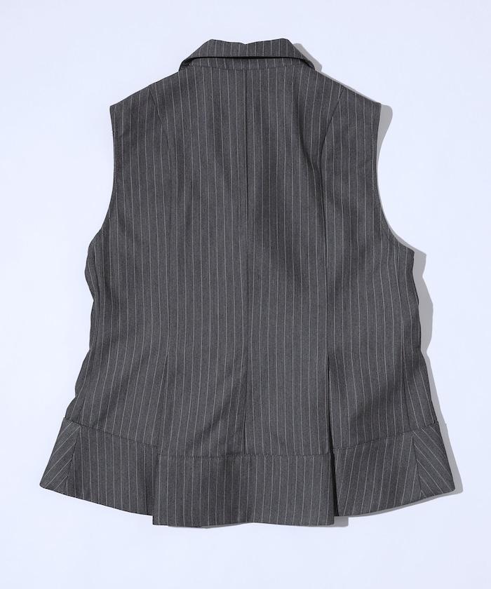 細條紋 拼接荷葉擺 短款馬甲（1月14日12:00）