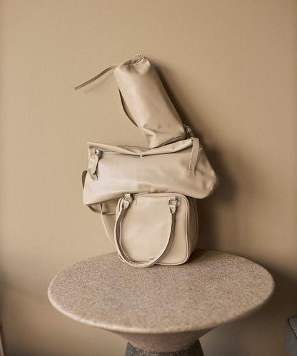 牛皮防潑水立方造型波士頓包