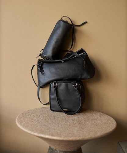 牛皮防潑水立方造型波士頓包