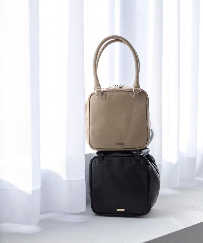 牛皮防潑水立方造型波士頓包