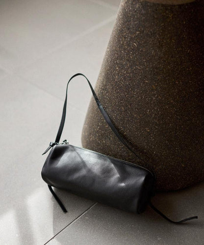 防潑水牛皮 圓筒設計 波士頓包