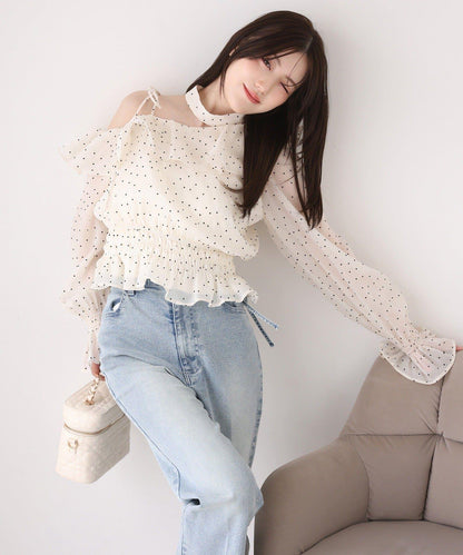 側邊鏤空蕾絲 喇叭版型 牛仔褲