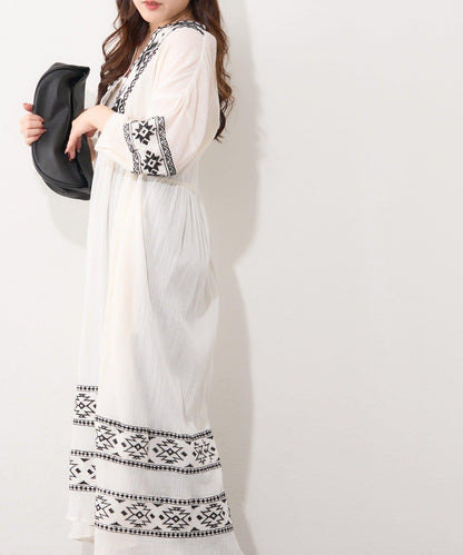 nane India Series 民族風刺繡楊柳連衣裙