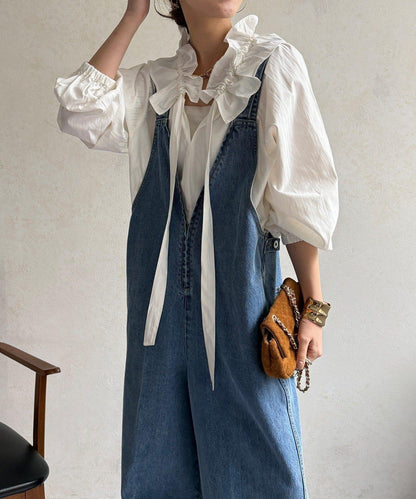 荷葉邊領 插肩設計 襯衫（網絡）