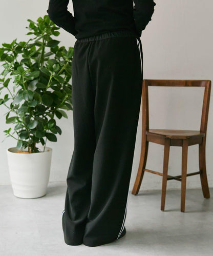 彈力全鬆緊腰直筒 雙線設計 休閒褲【SUM1 STYLE】