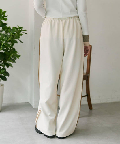 彈力全鬆緊腰直筒 雙線設計 休閒褲【SUM1 STYLE】