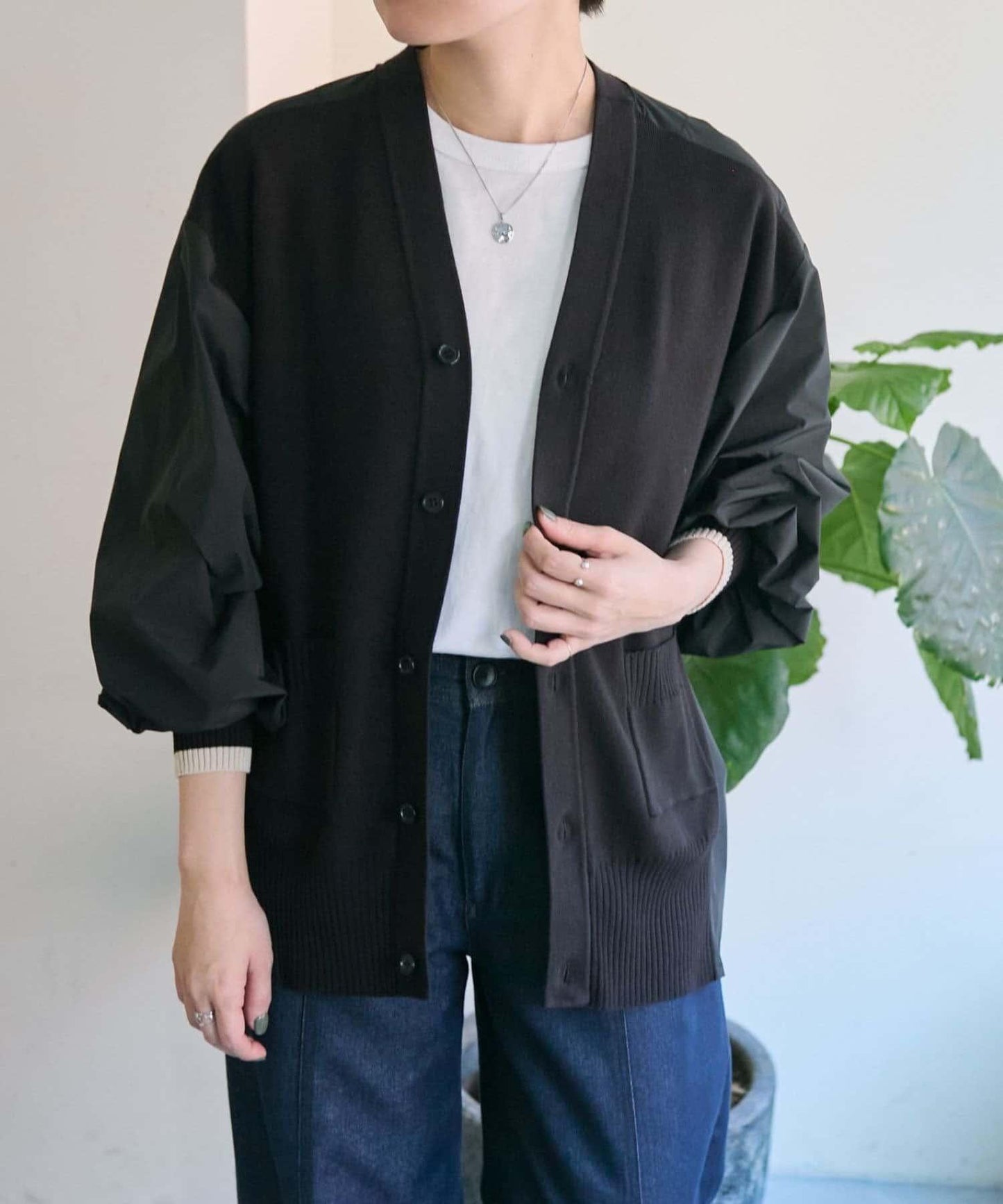 SUM1 STYLE 拼接針織襯衫式開衫