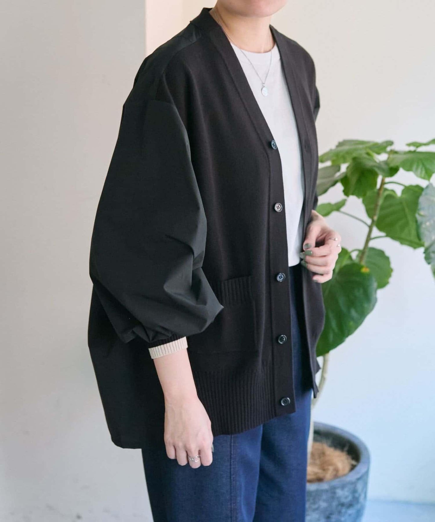 SUM1 STYLE 拼接針織襯衫式開衫