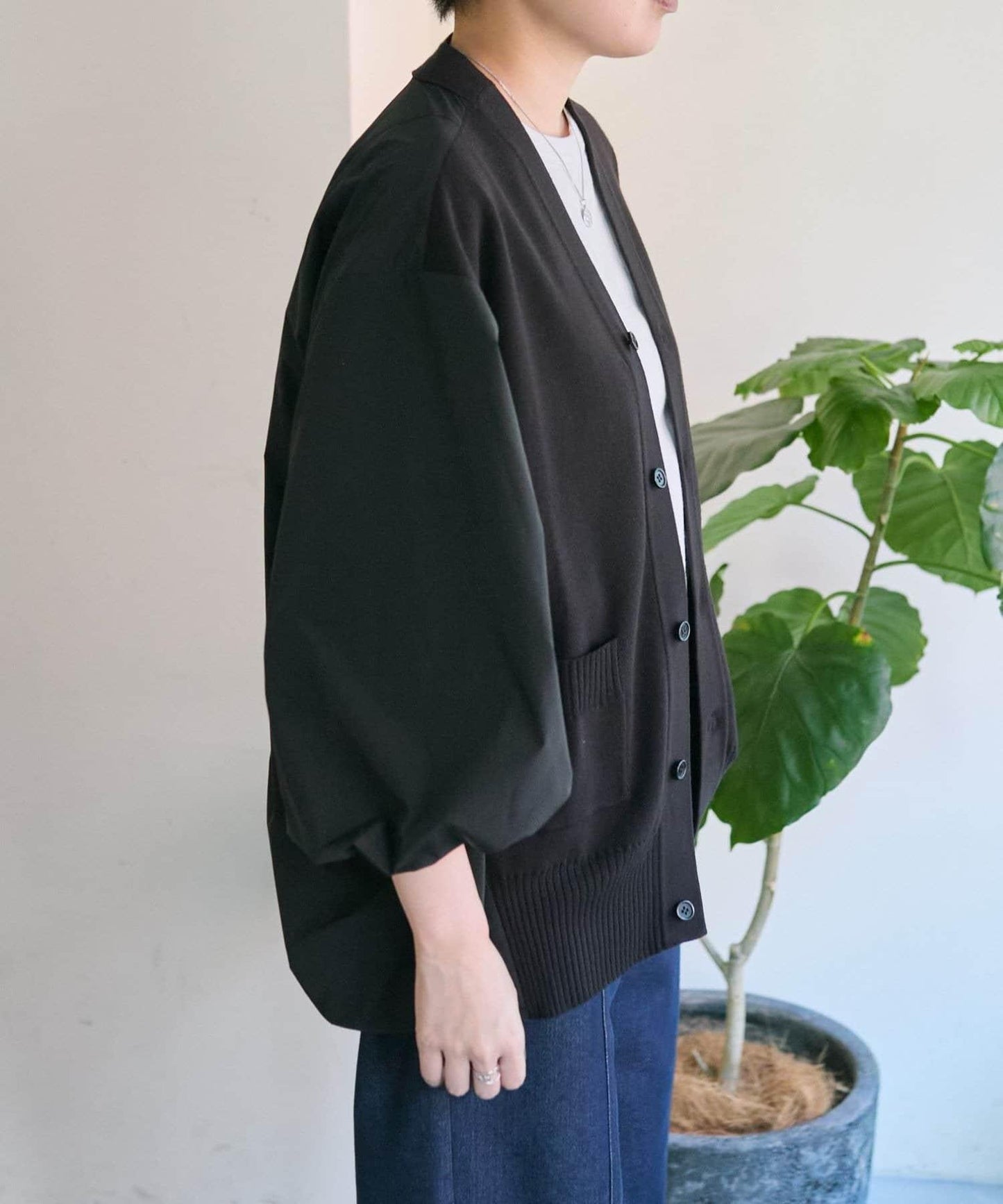 SUM1 STYLE 拼接針織襯衫式開衫