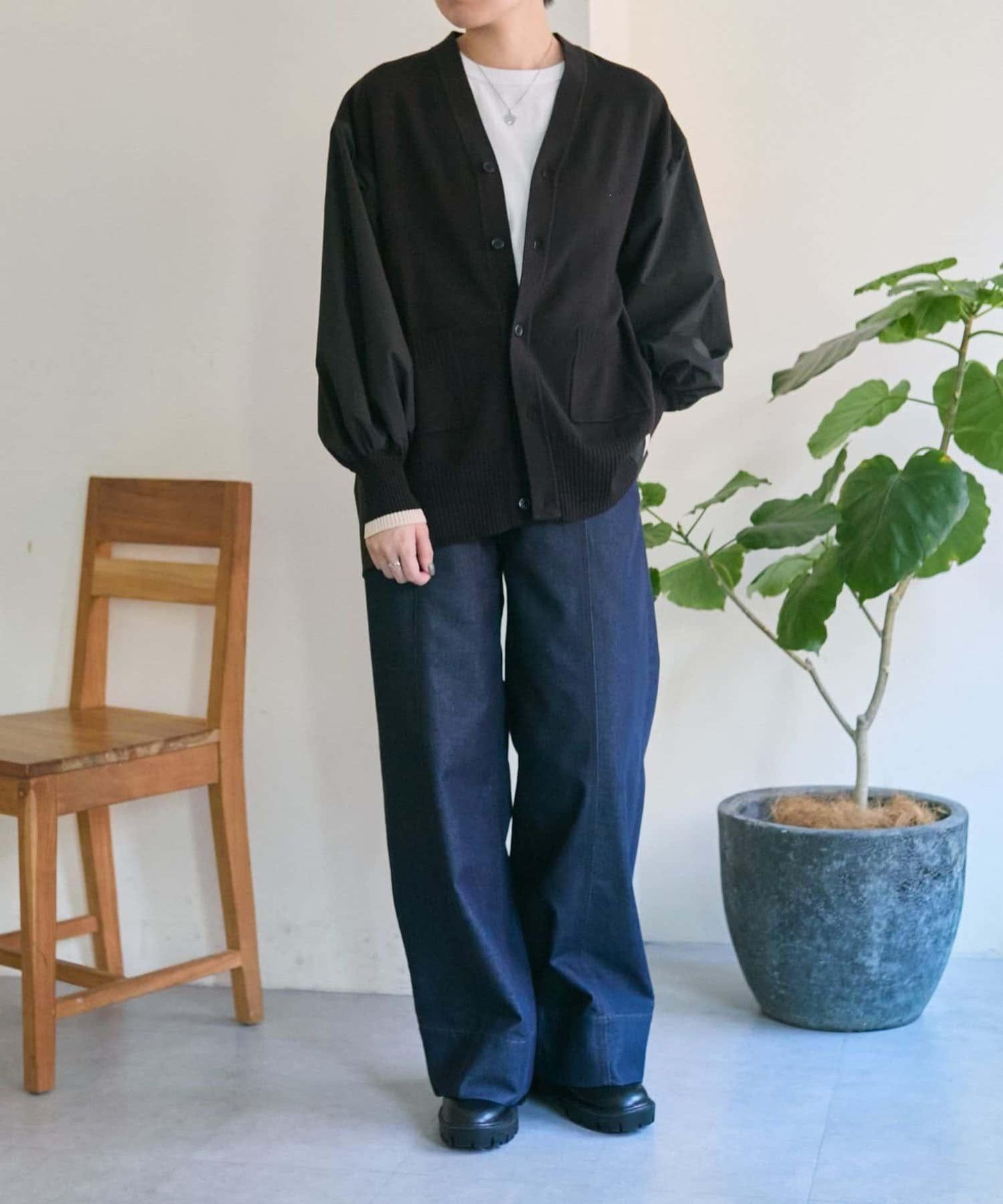 SUM1 STYLE 拼接針織襯衫式開衫