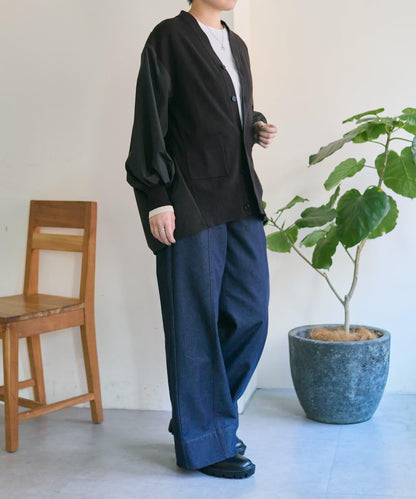 SUM1 STYLE 拼接針織襯衫式開衫