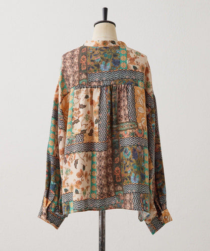 春季適用亮麗風格 花卉印花 壓褶 襯衫