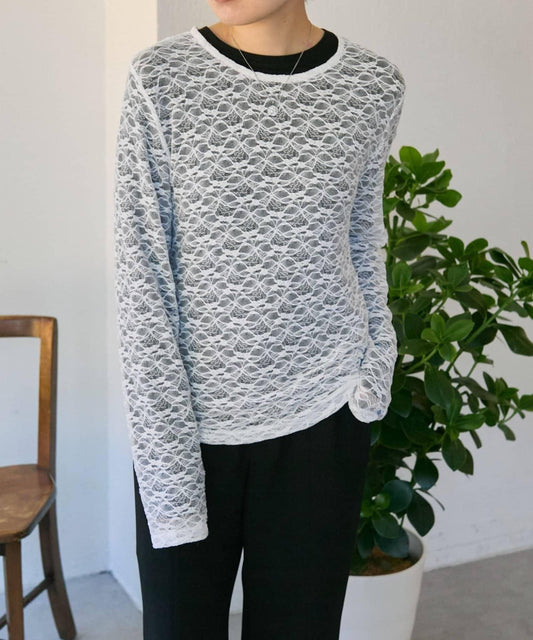 花卉圖案 多穿法 透膚蕾絲 上衣