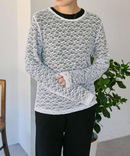 花卉圖案 多穿法 透膚蕾絲 上衣