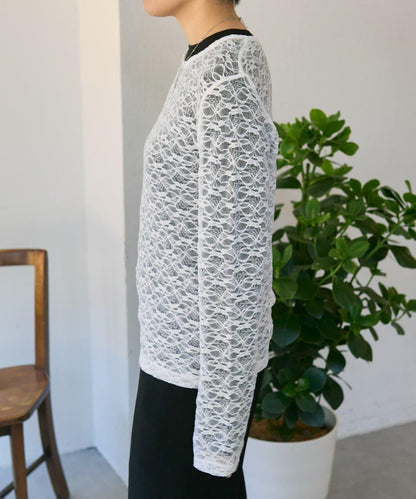 花卉圖案 多穿法 透膚蕾絲 上衣