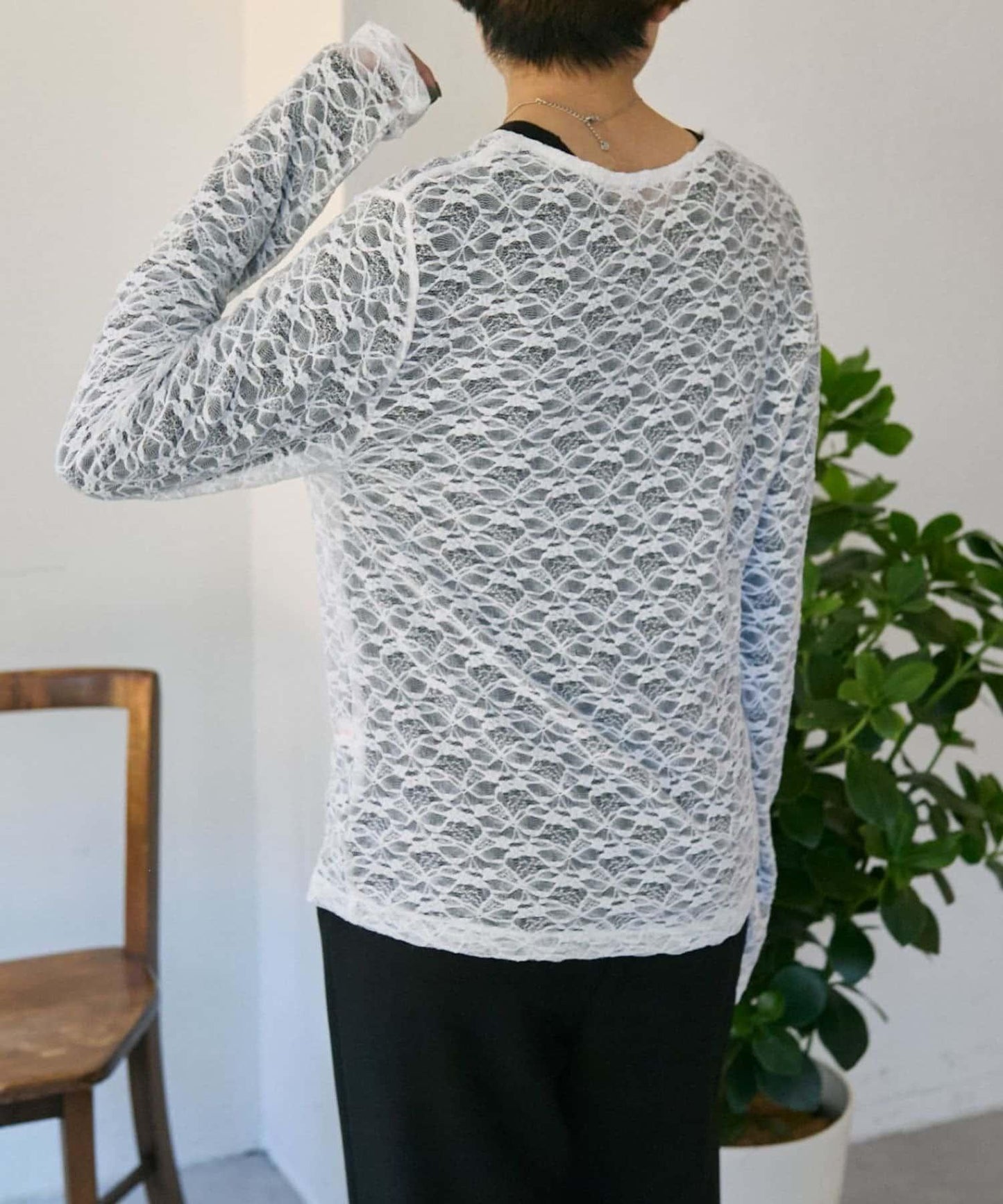 花卉圖案 多穿法 透膚蕾絲 上衣