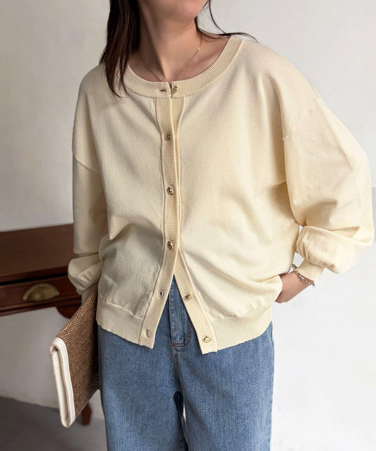 微光金色紐釦針織開衫