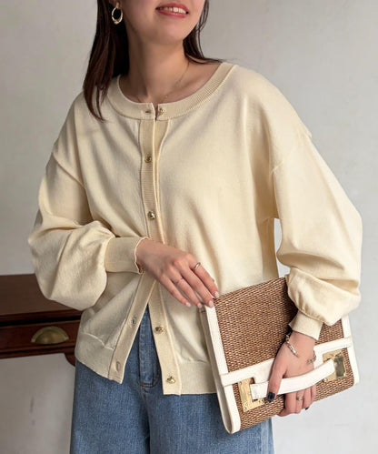 微光金色紐釦針織開衫