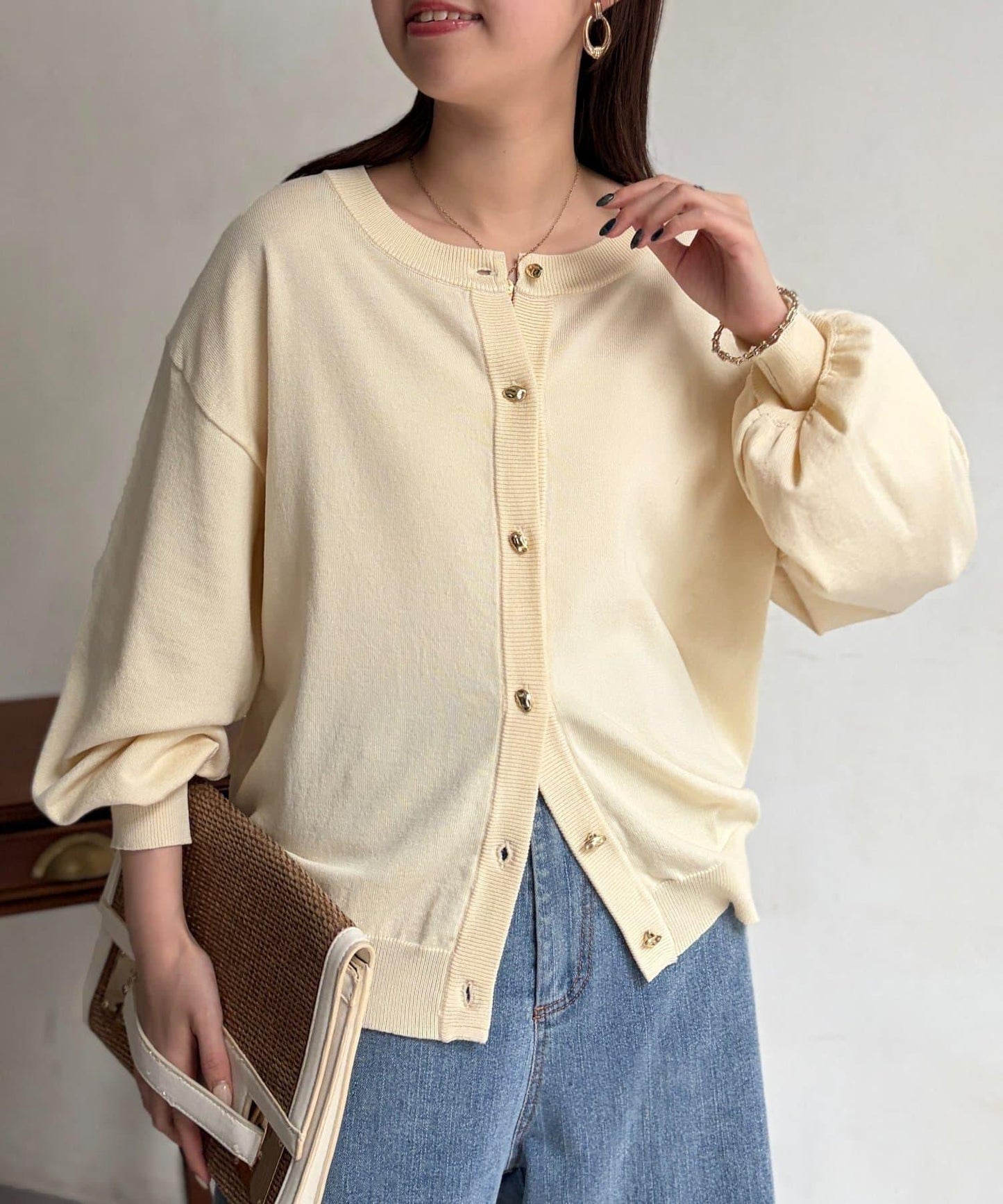 微光金色紐釦針織開衫