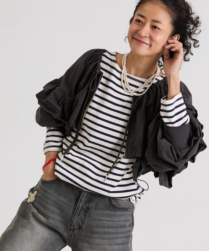 褶皺荷葉邊 拉鍊 短款博萊羅外套