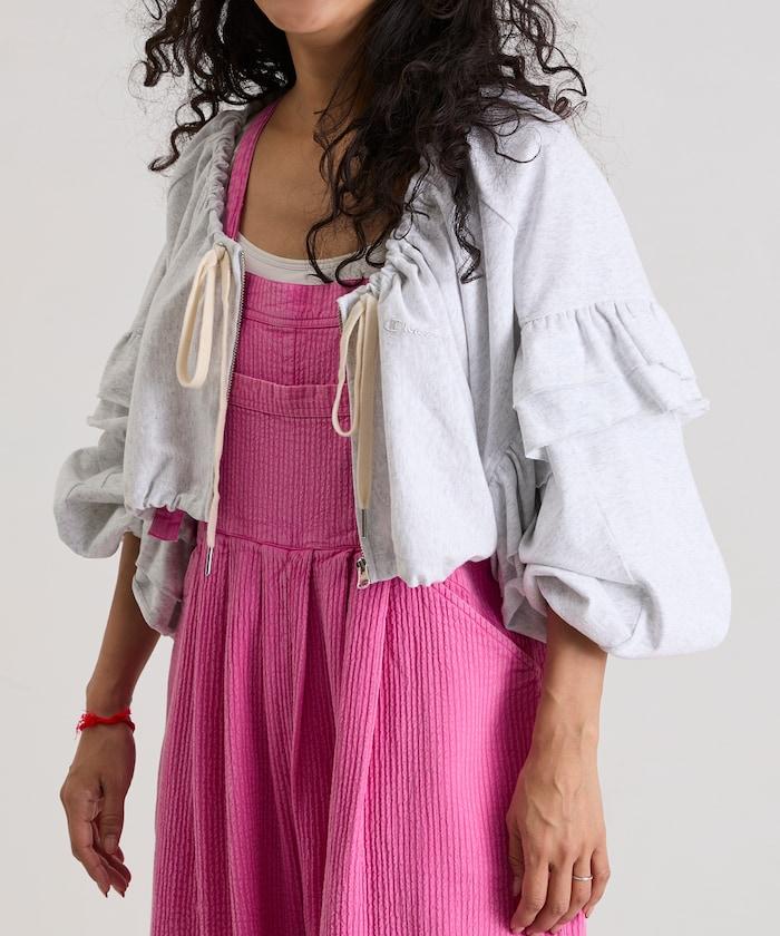 褶皺荷葉邊 拉鍊 短款博萊羅外套