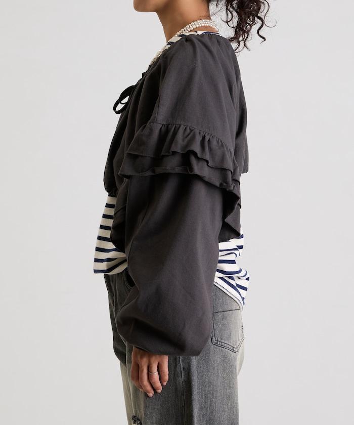 褶皺荷葉邊 拉鍊 短款博萊羅外套