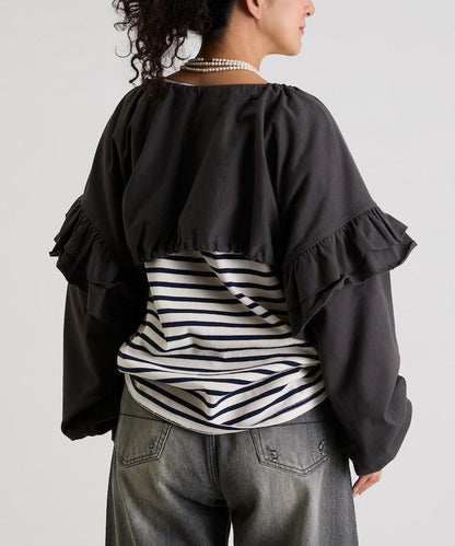 褶皺荷葉邊 拉鍊 短款博萊羅外套