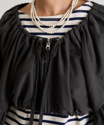 褶皺荷葉邊 拉鍊 短款博萊羅外套