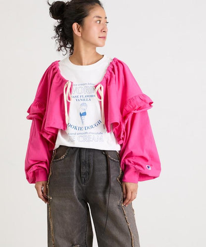 褶皺荷葉邊 拉鍊 短款博萊羅外套