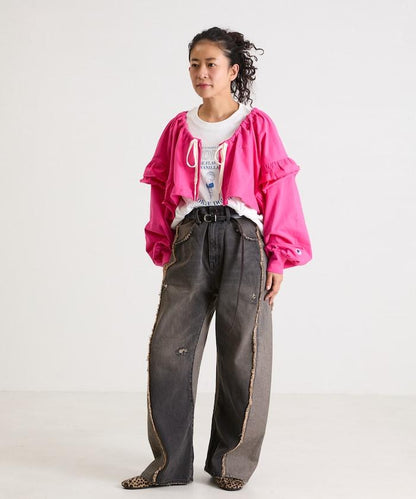 褶皺荷葉邊 拉鍊 短款博萊羅外套