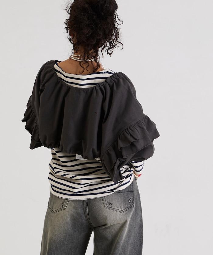 褶皺荷葉邊 拉鍊 短款博萊羅外套