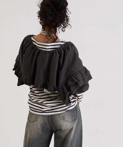 褶皺荷葉邊 拉鍊 短款博萊羅外套