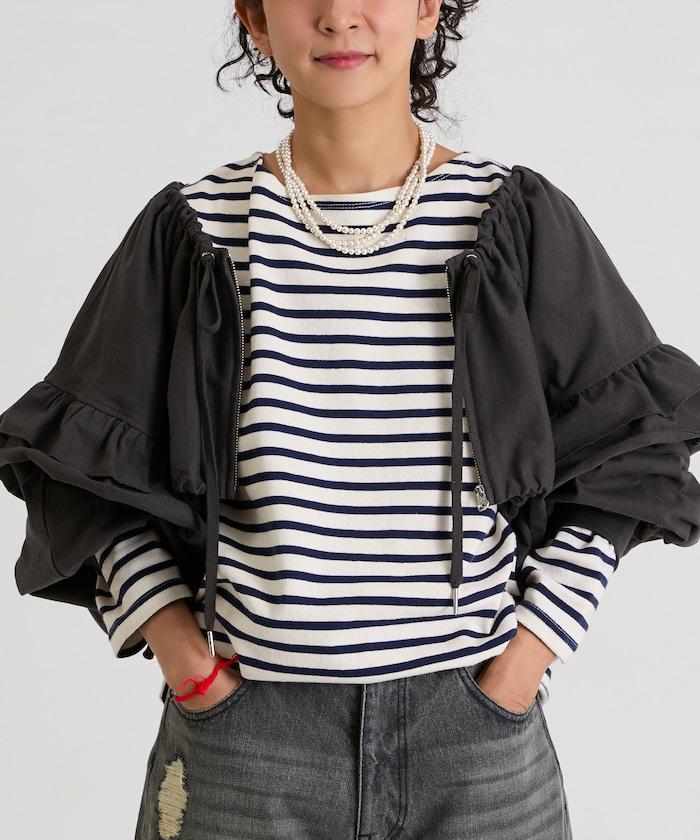 褶皺荷葉邊 拉鍊 短款博萊羅外套