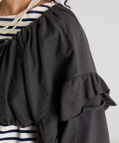 褶皺荷葉邊 拉鍊 短款博萊羅外套