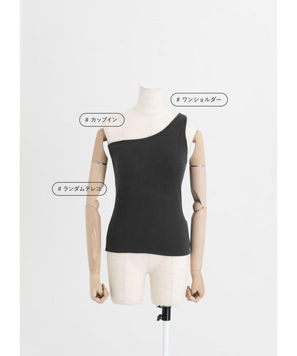 CUP IN ONE SHOULDER TANK 單肩帶杯背心