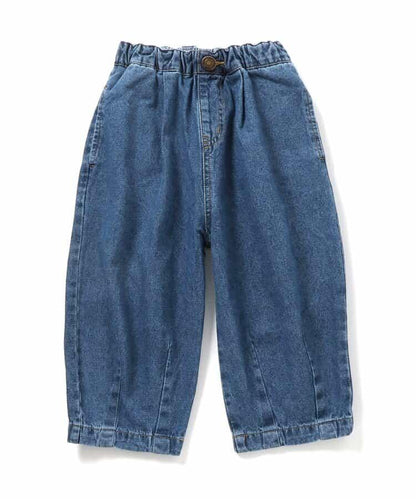 全長 寬鬆 折褶 牛仔褲